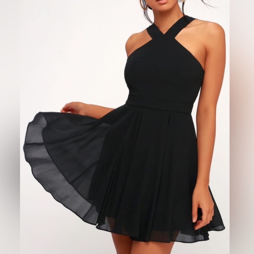 Lulus Forevermore Black Skater Dress